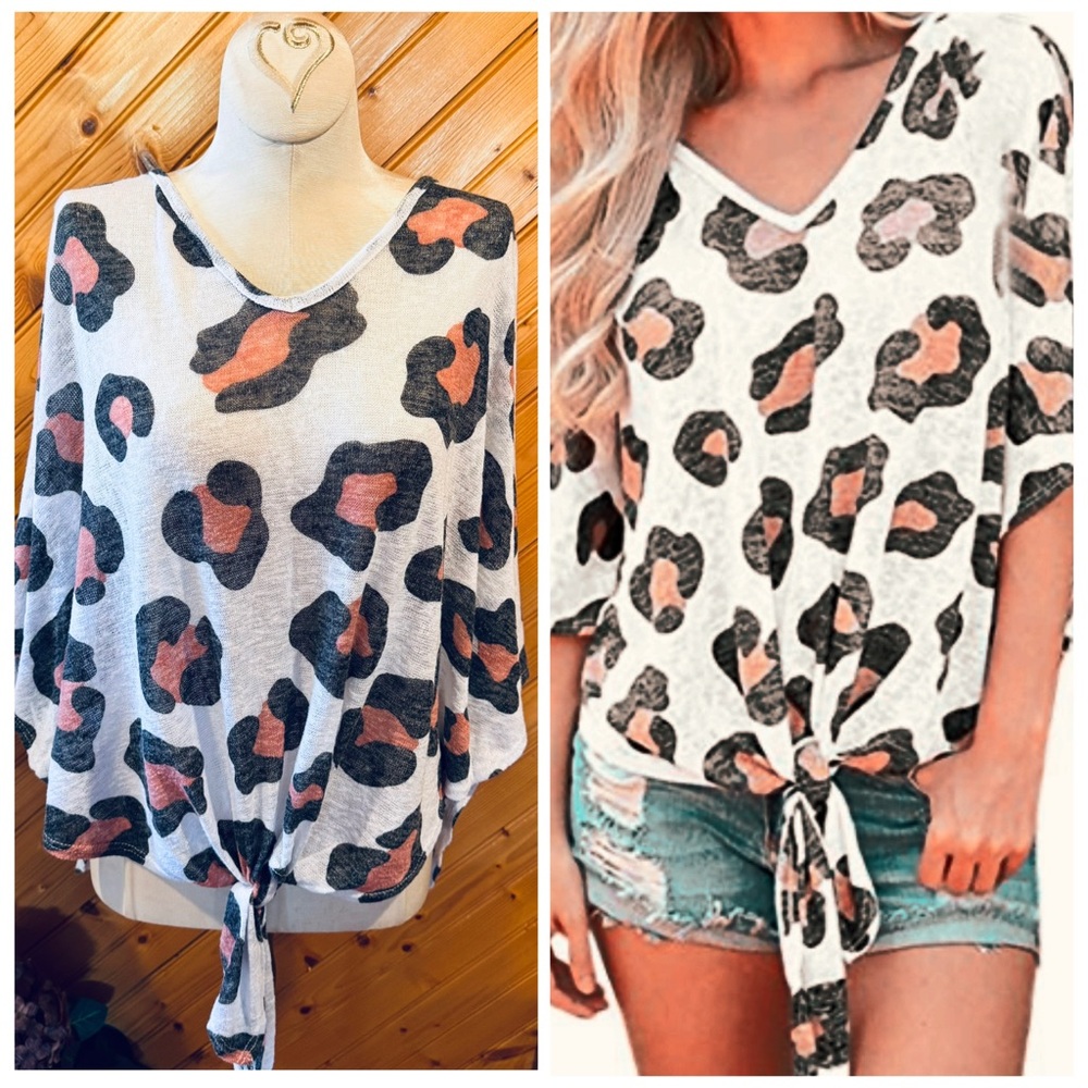 Leopard Print Tie-Front Top
